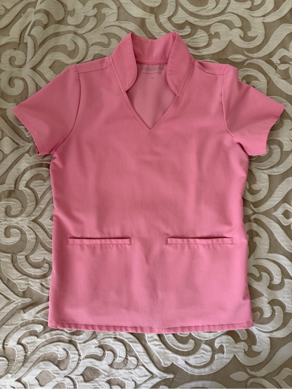 Pink Short-Sleeve Mandala Scrub Top